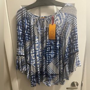 NWT Ruby Rd. Flounce Sleeve Bandana top Sz PL